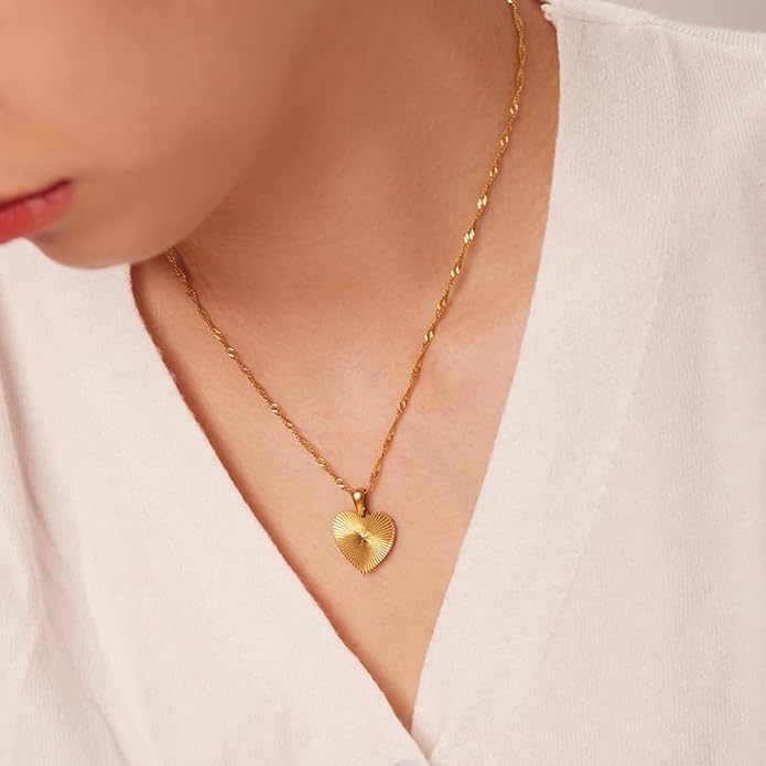 IBARA Women Gold Dianty Necklace Sun Crescent Moon Star Evil Eye Lock Lovely Heart Flower Butterfly Pearl Pendant Coin Necklaces 18K Gold CZ Diamond Filled Chain Boho Beach Simple Handmade Jewelry