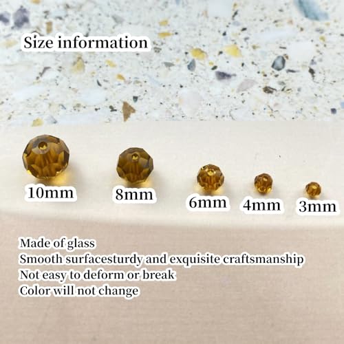 Crystal Glass Beads 500 Pieces 3mm Round Faceted Glass Spacer Beads for Jewelry Making Bracelet Earring Necklace DIY Craft Supplies(Amber) - color: Amber, size: 3mm