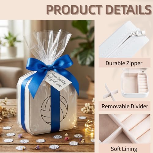 12-Pack Volleyball Portable Jewelry Box for Team Travel White Sport Jewelry Case Bulk Gifts for Volleyball Team Athletes & Sports Enthusiasts Christmas Events & Milestones - style: Square Volleyball