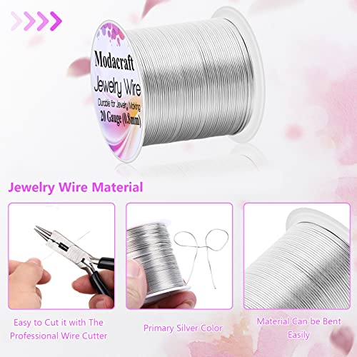 3Rolls 20/24 Gauge Silver Wire with 4 in 1 Jewelry Pliers, Modacraft Tarnish Resistant 20 Gauge Craft Wire 24 Gauge Jewelry Wire for Jewelry Making Supplies and Craft - color: Silver, size: 20/24 Gauge Set