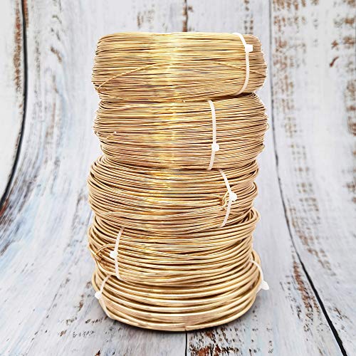 INSPIRELLE 15 Gauge 164 Feet KC Gold Aluminum Craft Wire Bendable Metal Wire for Jewelry Craft Making - color: KC Gold, size: 15 Gauge (1.5mm)