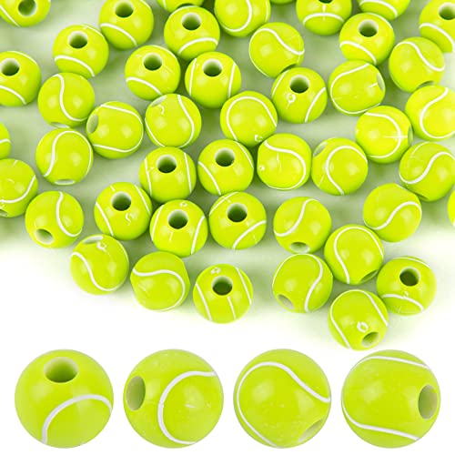 AUEAR, 100 Pack Tennis Ball Beads 12m for Sport Jewelry Making Necklace Bracelet Craft Decoration Accessories - color: Tennis Ball, size: 100 Pack