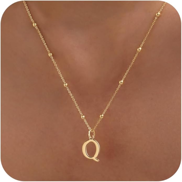 Valentines Gifts for Her Women - Initial Necklaces for Women Dainty 14k Gold Plated A-Z Letter Pendant Name Necklaces Cute Charm Choker Fashion Accessories Non Tarnish Trendy Jewelry Gift