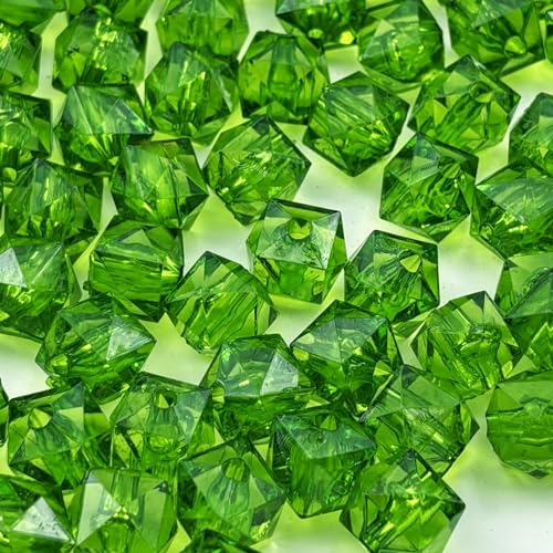 200pcs 10mm Acrylic Cube Beads Square Faceted Acrylic Beads with Hole Plastic Spacer Beads for Bracelets Necklace Earring Making Supplies(Grass Green) - color: Grass Green, size: 10mm