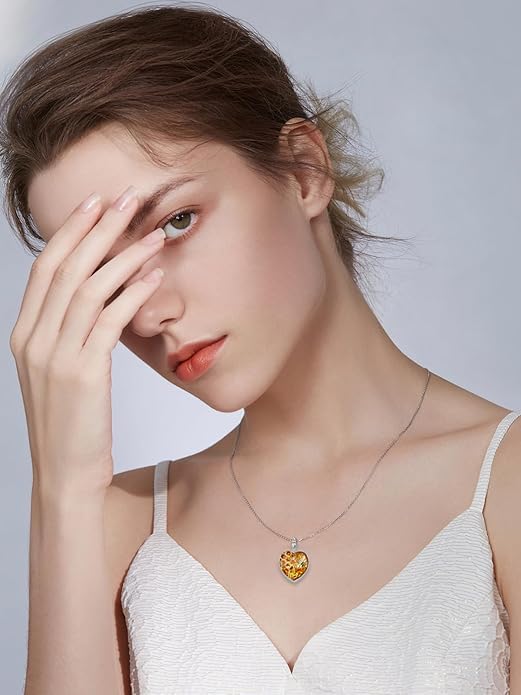 SNOWELLE Bee Necklace 925 Sterling Silver Heart Honey Bee Pendant Honeycomb Necklace Cute Animal Jewelry Gifts for Women