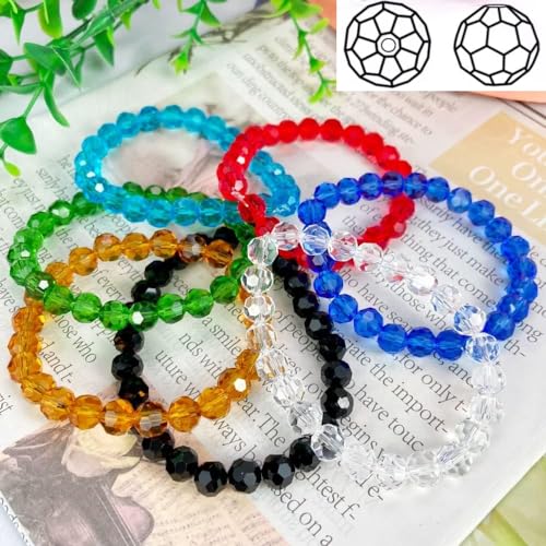 Crystal Glass Beads 400 Pieces 4mm Round Faceted Glass Spacer Beads for Jewelry Making Bracelet Earring Necklace DIY Craft Supplies(Amber) - color: Amber, size: 4mm