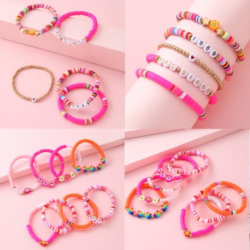 1480pcs Valentine's Day Polymer Clay Beads Charms Friendship Bracelet Necklace Earring Jewelry Making kit, Accessories for Arts Crafts DIY Birthday Gifts for Women Girls Children - color: C5#Valentine