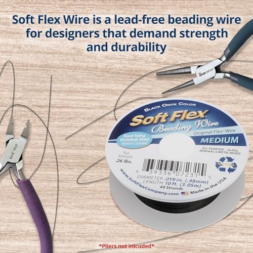 Soft Flex 49 Strand Beading Wire - Medium 0.19 Diameter - 10 Feet Nylon Design Wire - style: Black