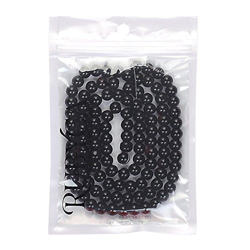 RUBYCA Round Opaque Painted Druk Czech Glass Beads Bulk for Jewelry Making, Strand (Black, 4mm) - color: Black, size: 4mm