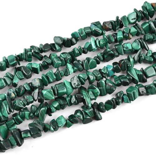 Genuine Malachite Chips Beads 5-8mm Irregular Shaped Tumbled Chip Stone Loose Bead for Jewelry Making 1 Strand 32" - color: Malachite