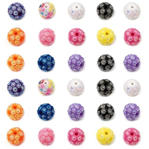 30PCS Multicolor Sunflower Resin Rhinestone Beads, 0.63 Inch Glitter Acrylic Bead, Bling Crystal Loose Spacer Beads Bulk for Jewelry Making Bracelets Necklaces Earrings Pendant & DIY Crafts Supplies - color: Multicolor Sunflower