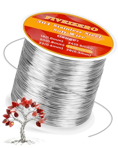 FIVEIZERO 26 Gauge 304 Stainless Steel Wire for Jewelry Making,109yd Stainless Steel Jewelry Wires Thin Metal Craft Wire for Necklace,Bracelet,Earring,Bead Stringing,DIY,Floral and Home Crafts - size: 26 Gauge