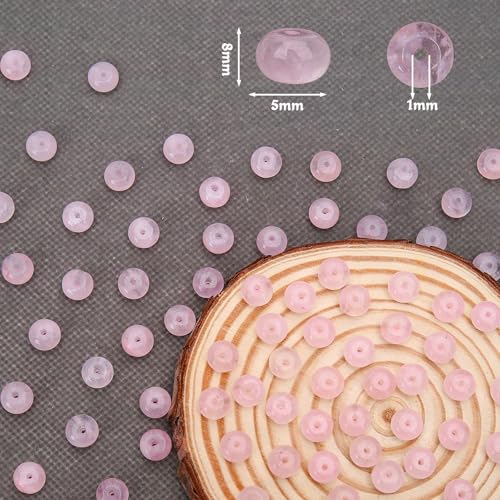 BONNY BOXX 1 Strand Natural 5 * 8mm Pink Quartz Rondelle Beads, Natural Abacus Disk Stone Beads Loose Spacer Gemstone for DIY Bracelet Necklace Jewelry Making - color: Pink Quartz, size: 5*8mm