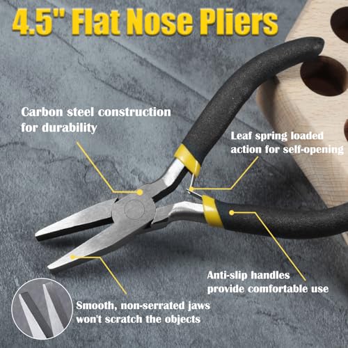 4.5-Inch Flat Nose Jewelry Making Pliers - Duck Bill, Smooth Jaw, Wire Bending, Wire Straightener, Ring Opening, Precision Plier - size: Flat Nose