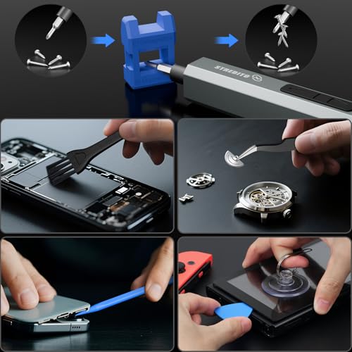 STREBITO 144-Piece Upgraded Electric Screwdriver, Max 0.7 N.m, 120 Magnetic Bits, 5-gear Torque Adjustment, Precision Screwdriver Set, Repair Tool Kit for Tech, Electronics and PC - color: Upgraded-blue