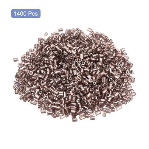 uxcell 1400Pcs Glass Bugle Beads, 1.9x1.5mm Tube Mini Loose Glass Seed Spacer Bead for DIY Earrings Necklaces Bracelets Jewelry Making (Silver-Purple) - color: Silver-Purple, size: 1.9x1.5mm