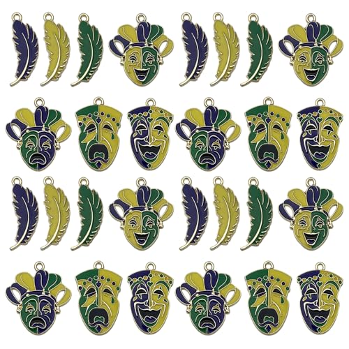 Sailanzi 21pcs Alloy enamel carnival classic comedy tragedy mask Jewelry Making DIY Keychain Earrings Pendant Various Design Charms for Jewelry Making Bracelets Necklace(SN1095) - color: SN1095
