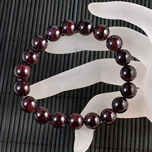 AD Beads Natural Gemstone Round Beads Stretch Bracelet Healing Reiki 10mm (Garnet) - color: Garnet