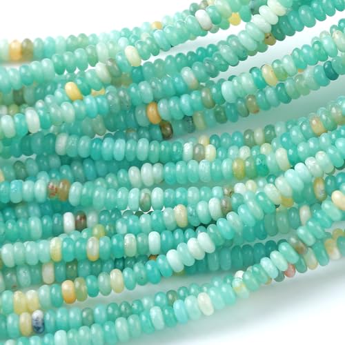 2x4MM 150PCS Amazonite Tube Rondelle Abacus Disk Spacer Loose Beads for Jewelry Making - color: Amazonite, size: 2x4mm abacus-shaped