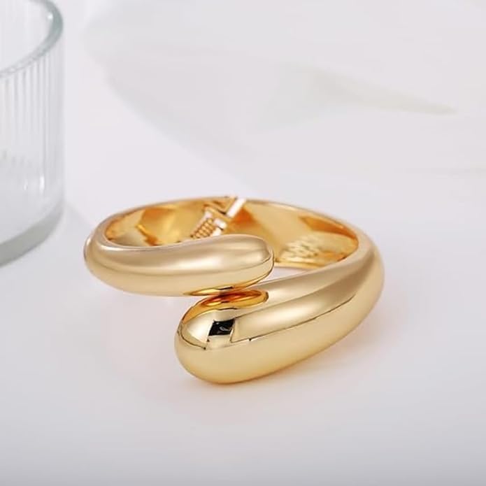 Gold/Silver Cuff Bangle Bracelets For Women Chunky Waterdrop Twisted Hinged Bangle Bracelets Minimalist Arm Cuff Bracelet Jewelry Gifts