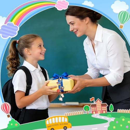 AUGSUN 189 Pcs Teacher Keychain Making Kit Teacher Keychain Craft Supply Kit Teacher Appreciation Gift Teacher’s Day Accessories for Back to School Graduation Thank You Gifts - style: Teacher