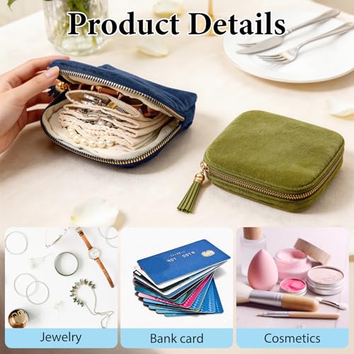 2 Pack Travel Jewelry Case Set – Small Velvet Pouch Organizer for Earrings, Necklaces, Bracelets | Portable Mini Jewelry Bag Holder for Daily Use, Vacation, Bridesmaid Gifts