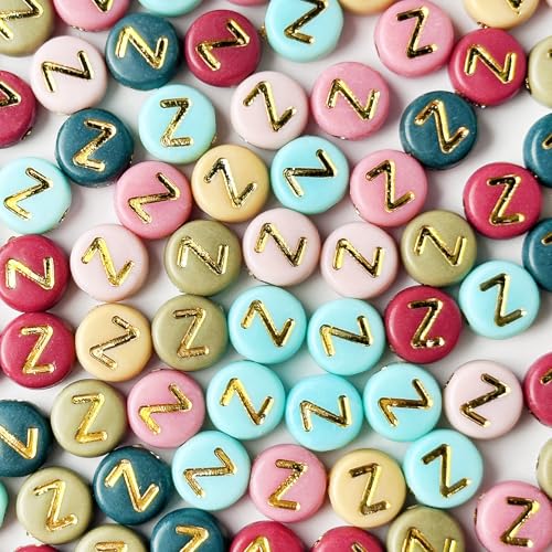 200PCS Letter Beads,4x7mm Colorful Round Acrylic Alphabet Beads Letter Z Beads with Letters for Bracelet Making Necklace Keychain Jewelry DIY (Letter Z) - color: Letter Z