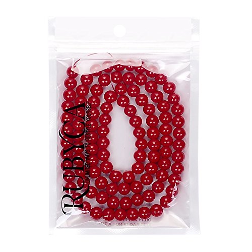 RUBYCA Round Opaque Painted Druk Czech Glass Beads Bulk Jewelry Making Supplies Strand (Red, 4mm) - color: Red, size: 4mm