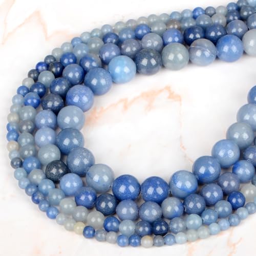 4mm 200pcs Natural Stone Round Beads Blue Aventurine Genuine Stone Beading Loose Gemstone DIY Charm Smooth Beads for Bracelets Necklaces Earrings Hole Size 1mm (Blue Aventurine 4mm) - color: Blue Aventurine, size: 4mm
