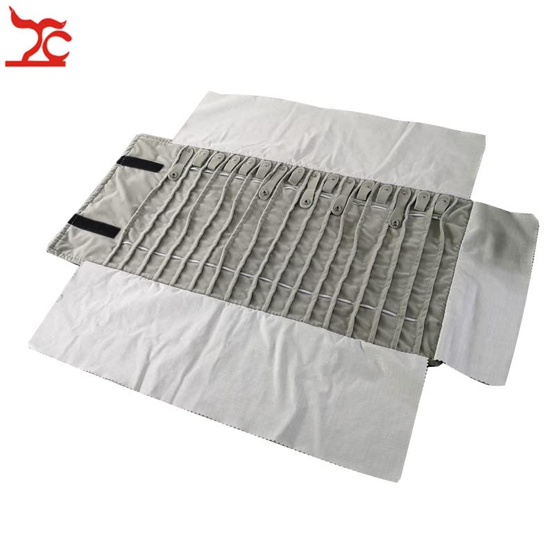 Portable Jewelry Roll Untangled Secure Necklace Travel Storage Bag Displays Holder 16 Chain (Black PU and gray velvet) - color: Black PU and gray velvet