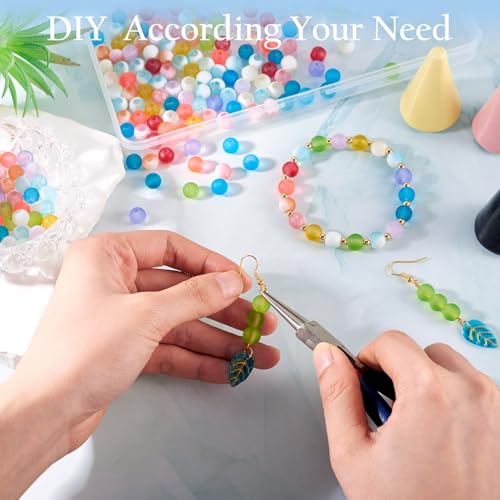KISSITTY 280pcs 8mm Glass Matte Beads Frosted Crystal Round Aesthetic Bead Spacers 14 Colors for DIY Necklaces Earrings Bracelets Jewelry Craft Making for Women