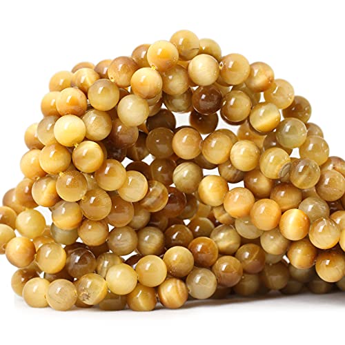 45PCS 8mm Natural Golden Tiger Eye Stone Round Loose Beads for Jewelry Making DIY Bracelet Necklace Materials 1 Strand 15" - color: Golden Tiger Eye, size: 8mm