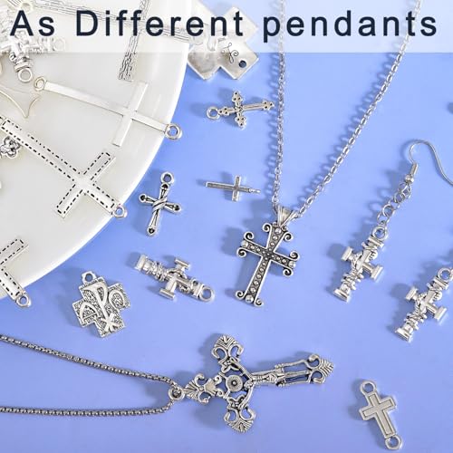 stino 100 Gram Metal Charms for Jewelry Making, Silver & Gold Plated, Bulk Pack for Bracelets, Necklaces, Crafts - color: Cross Silver