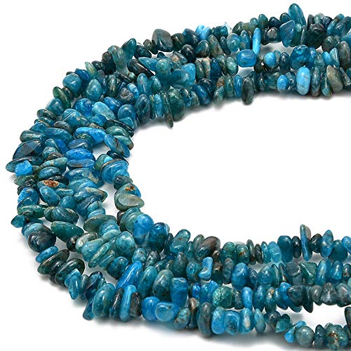 3-5mm Natural Blue Apatite Gemstone Chips Loose Beads Semi Precious for Jewelry Making DIY Handmade Craft Supplies 1 Strand per Bag Approxi 32" - color: Blue Apatite