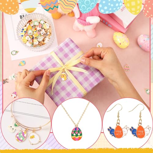 SANNIX 350pc Easter Charms for Jewelry Making - Bulk Easter Egg Bunny Rabbit Pendant Charms for Bracelet, Necklace, Earring Crafts - color: Easter Color