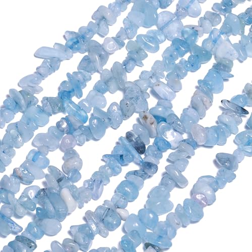 30in Aquamarine Natural Chip Stone Beads 5-8mm About 230pcs, Irregular Drilled Sky Blue Bead for Bracelets Jewelry Making Supplies for Adults, DIY Crafts. - color: Aquamarine, size: 5-8mm Stone Chip Beads
