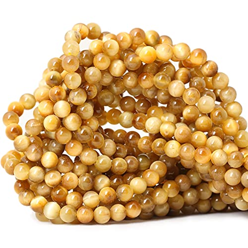 60PCS 6mm Natural Golden Tiger Eye Stone Round Loose Beads for Jewelry Making DIY Bracelet Necklace Materials 1 Strand 15" - color: Golden Tiger Eye, size: 6mm