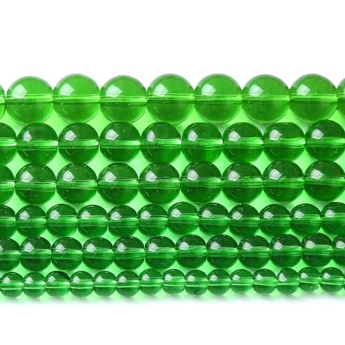 90pcs 4mm Smooth Green Crystal Glass Quartz Beads Round Loose Beads for Jewelry Making DIY Bracelet Necklace 15" Energy Healing Power Stone Beads(4mm, Green Crystal Glass) - color: Green Crystal Glass, size: 4mm