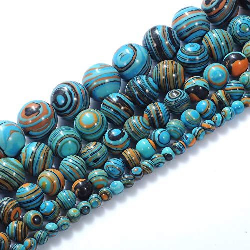 Natural Stone Beads 4mm Blue Malachite Gemstone Round Loose Beads Crystal Energy Stone Healing Power for Jewelry Making DIY,1 Strand 15" - color: Blue Malachite, size: 4MM