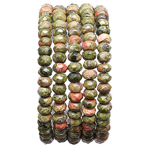BEADIA Faceted Natural Unakite Stone Rondelle 4x6mm Loose Semi Gemstone Beads for Jewelry Making 38cm - color: Unakite Faceted Rondelle, size: 4x6mm