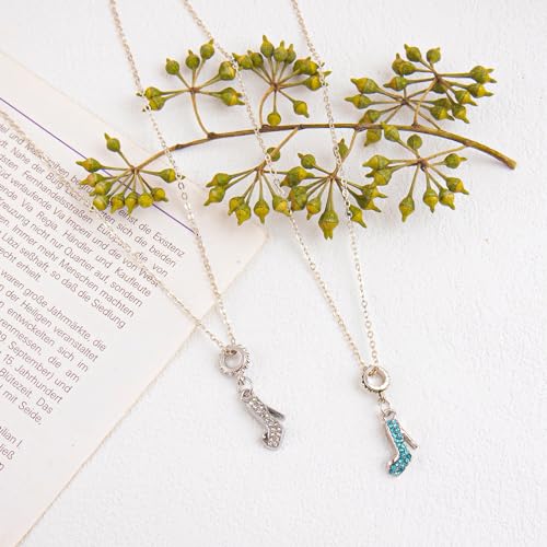AUEAR, Fashion Crystal High Heel Shoe Shape Charms Bulk Pendant Jewelry Findings for Jewelry Making Necklace Bracelet DIY - color: Silver & Blue