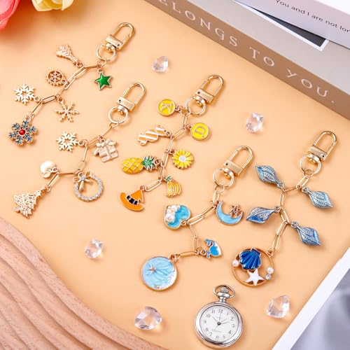 Wurosi 25 Set Paperclip Keychain Making Kit, Bag Charm Kit, 25 Keychain Clips, 25 Extender Chain, 25 Resealable Pouch Bag, 25 Thank You Cards, 5M Hemp Rope, Jewelry Making Kit for DIY Keyrings Charms - color: 25 Set Keychain Making Kit
