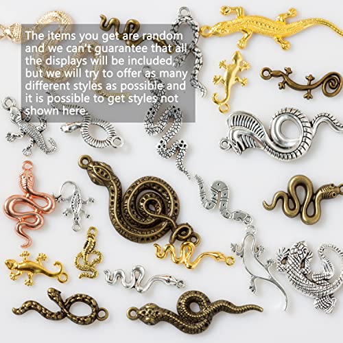 stino 100g Metal Pendant Charms for Jewelry Making, Bulk Silver & Gold Plated Charms for Braclet Necklace Crafts, Animal Plant Flower Pet and so on - color: Snakes & Lizards Mixed Color