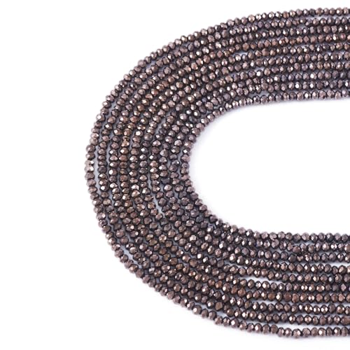 FASHEWELRY 10 Strands Briolette Faceted Glass Beads 2mm Rondelle Crystal Glass Spacer Beads Gunmetal Plated for Necklace Bracelet Jewelry Making - color: Gunmetal Plated, size: 2mm
