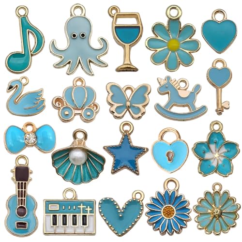 YouLuo 100Pcs Bracelet Charms for Jewelry Making Wholesale Bulk Jewelry Making Bracelets Charm KC Gold Alloy Charm Pendants and Gold Plated Enamel Charms Pendants for Bracelet Necklace - color: Multicolor+Gold