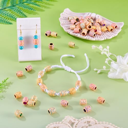 Cheriswelry 50Pcs Acrylic Barrel Beads Large Hole European Beads Aesthetic Bead Spacers 10.5x9.5mm for Necklace Bracelet Keychain Jewelry Making Dreadlock Hair Accessories Hole:6mm - color: Barrel-Mixed Color