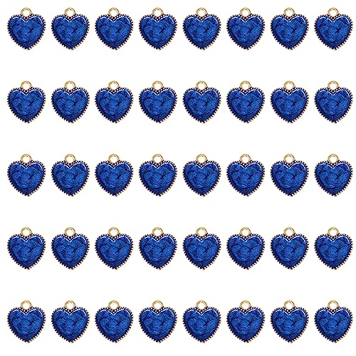 Honbay 40PCS Enamel Alloy Charms Pendant Dainty Cute Love Heart Shaped Pendants Valentine's Day Pendant Bead Charms for Keychains Earrings Bracelets Necklaces Jewelry Making and DIY Crafts - color: Blue