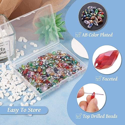 Craftdady 220Pcs Faceted Glass Teardrop Beads AB Color Briolette Crystal Beads Czech Crystal Charms Water Drop Spacer Beads for Crafts Sun Catcher Jewelry Making - color: Mixed Colors, 11.5~13x6mm
