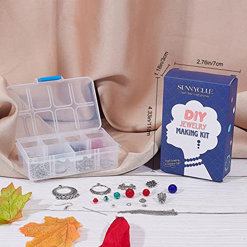 SUNNYCLUE 1 Box DIY Make 10 Pairs Chandelier Bohemian Earring Making Kit Including Flower Tibetan Style Caps Link Connector Charms Glass Beads for Adults Women DIY Earring Jewellery Making - color: 10 Pairs Chandelier Bohemian Earring Making Kit
