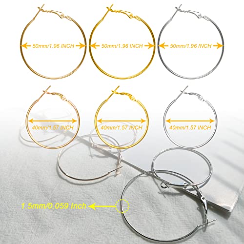 60Pcs Hoop Earring Findings Stainless Steel Earrings Beading Round Earrings Open Beading Hoop for Jewelry Making DIY Crafts Art Creation (40mm+50mm) - color: 40mm+50mm